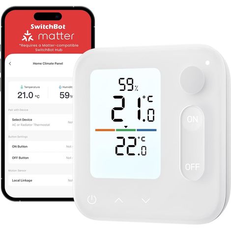 Panneau de contrôle du climat intérieur, thermohygromètre intégré, optimise la régulation des vannes des radiateurs, économie d'énergie et de coûts. Compatible avec Home et Home (1/5)