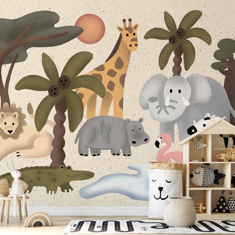 Papier peint photo - Afrique pour enfants - animaux aux formes simples (1/5)