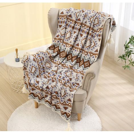 1 Pièce 125x178cm Couverture Tricotée Noir et blanc Plaid Doux Confortable Durable pour Canapé Sofa Chaise à Repos et Sieste (1/5)
