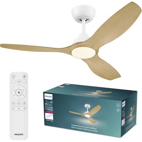 [GEBRAUCHT] B-Ware Philips LED Deckenventilator 35W Fernbedienung Dimmbar Luftzirkulation Braun (1/2)