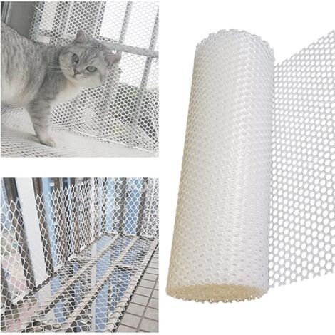 QORVA-Filet de Protection pour Chat Grillage Plastique Blanc, Filet de Sécurité Enfant, Filet Chat Balcon sans Percage, Robuste - Indéchirable, Filet Anti-chute pour Balcon D'escalier