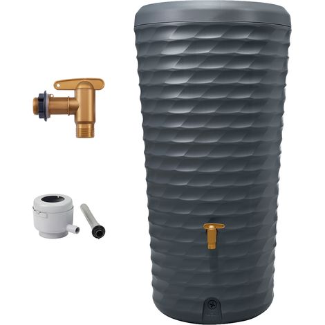 4rain Jolie 2in1 serbatoio pioggia set completo 230 litri grigio grafite incl. rubinetto in plastica e raccordo pluviale