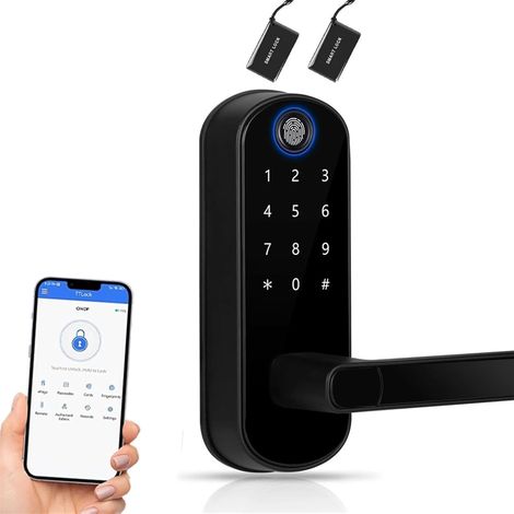 Serrure de Porte Intelligente à Empreintes digitales, sans clé, électronique numérique, avec Code d'accès, Bouton de Porte électrique for Portes d'entrée (1/5)