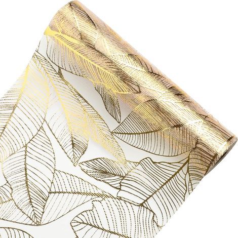 Camino de mesa dorado de malla de 28 cm × 275 cm, camino de mesa de poliéster con lámina dorada, rollo de cinta dorada para decoración de mesa, tul para Pascua, cumpleaños, bodas, Navidad, fiestas y c (1/5)