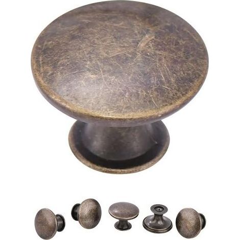 Métal Tiroir de Placard Poignées Poignée ronde D'Armoire Ronde Métal boutons porte d'armoire acier inoxydable Pour Armoires Armoires Tiroirs (10pcs Bronze) (1/5)