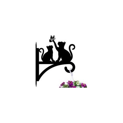 Bardusch - 30x40 cm Crochets de suspension en fer pour plantes d'extérieur et d'intérieur, carillons éoliens, support mural en métal résistant aux intempéries pour porche, jardin, maison (chat)