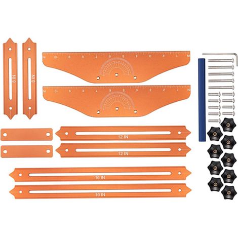 Gabarit pour contremarches escalier en alliage aluminium réglet réglable coulissant avec mallette pour travaux de traçage (1/5)