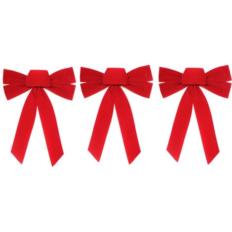 Bow - 33 cm - Velvet - Outdoor Indoor Christmas Decoration - For Tree Topper Wreath Door - Pack Of 3 (1/3)