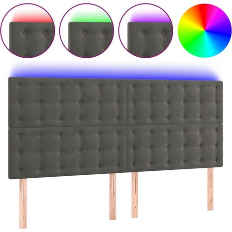 Maison Exclusive - Cabecero con luces LED terciopelo gris oscuro (1/5)