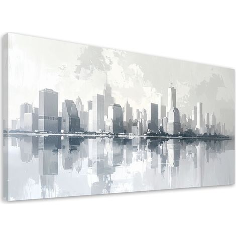 Bild auf Leinwand New Yorker Wolkenkratzer Stadtarchitektur Weiß 80x40 (1/5)