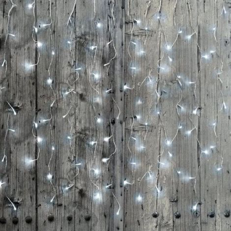 Rideau lumineux 360LED IP44 6M, 8 modes avec timer - câble transparent - Blanc Froid - SILUMEN (1/5)
