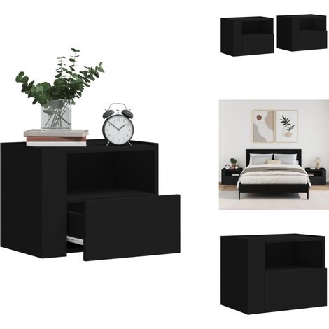 Wand-Nachttische 2 Stk. Schwarz 45x30x35 cm - Wandregal - Nachtkästchen - Möbel - Wohnraumgestaltung - Schrank (1/5)