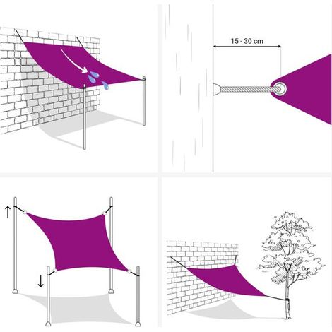 Parasol en PEHD rectangulaire 2 x 4 m beige - Parasol de jardin protection UV terrasse extérieur ombrage (1/5)