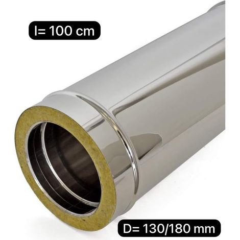 Tubo coibentato per canna fumaria cm 100 d 130/180 mm  sp 0,5 mm  acciaio 316
