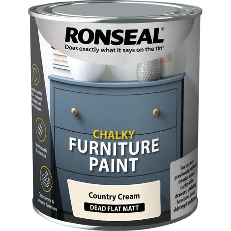Ronseal Chalky Furniture Paint Country Cream 750ml RSLCFPCC750 (1/3)