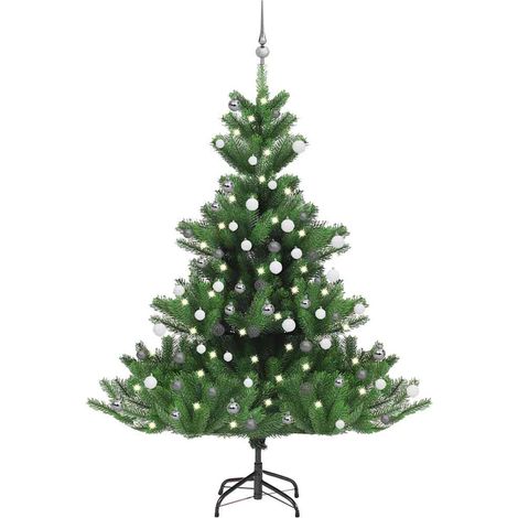 Künstlicher Weihnachtsbaum Nordmann LED & Kugeln Grün 180 cm