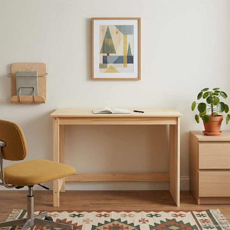 vidaXL  Desk  Brown 112 x 50 x 75 cm Solid Pine Wood