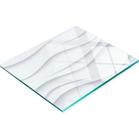 Tablero decorativo multifuncional de vidrio templado con estampado abstracto de ondas, 60x52 cm.