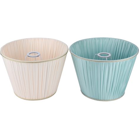 lampe de bureau-Abat-jour Moderne Simple E27 pour Bureau et Salon – Ensemble 2 Pièces en Toile Apricot et Bleu Clair – Diamètre 300mm (1/4)
