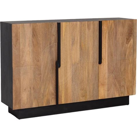 Made In Meubles – Buffet en bois de manguier durable – Dimensions 108x160x40 cm – Design moderne avec pieds en métal noir – Grand espace de rangement (1/5)