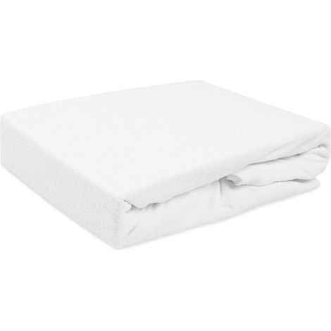 Sábana bajera ajustable de algodón de 60x120 cm, de felpa suave, para cuna, color blanco. (1/5)
