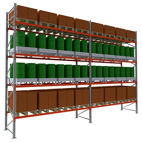 Rack à palettes 4 niveaux - Élément suivant : 6000x3600x1100mm - Utilisable uniquement avec un module de départ - RACK500/4N/60/36/S