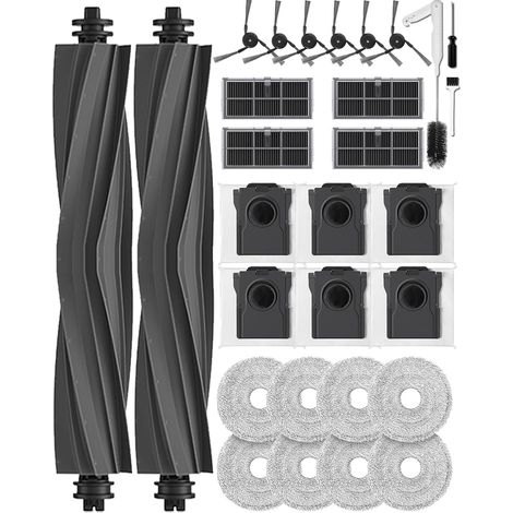 Lot de 29 Accessoires pour Robot aspirateur Dreame X40 Ultra/L40 Ultra/X40 Master/Mova P50 Pro Ultra/P10 Pro Ultra, 2 brosses à Rouleau, 6 brosses latérales, 6 Sacs à poussière, 8 lingettes (1/5)