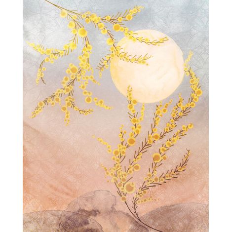 papier peint panoramique coucher de soleil jaune et beige - Komar (1/3)
