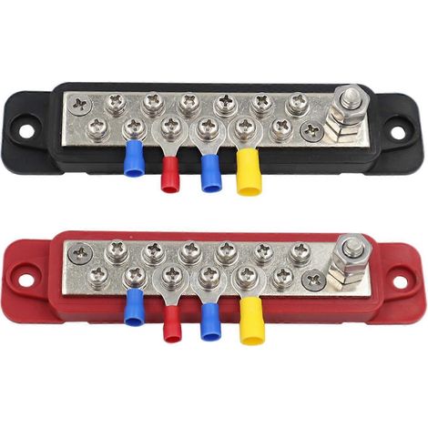 Bloc de distribution d'alimentation à 12 bornes 48 V CC, barre omnibus rouge et noire avec bornes (1/5)