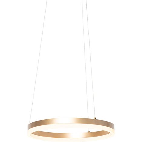 QAZQA anello - LED Dimmable Suspension variateur inclus - 1 lumière - Ø 40 cm - Doré/Laiton - Design - éclairage intérieur - Salon I Chambre I Cuisine I Salle à manger