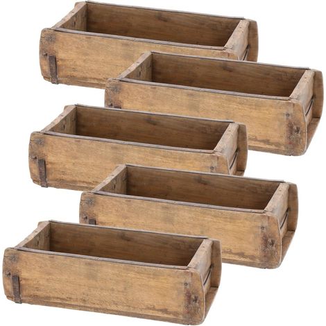 Novaliv 5x Boîte en bois Vintage 30 x 15 x 10 cm Forme de brique ancienne Bois UNE CHAMBRE Boîte polyvalente en vieux bois recyclé Chaque forme est