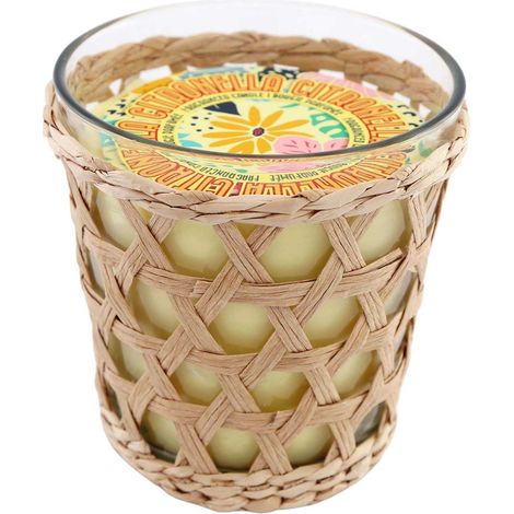 Bougie à la citronnelle pot décoratif en rotin (1/3)