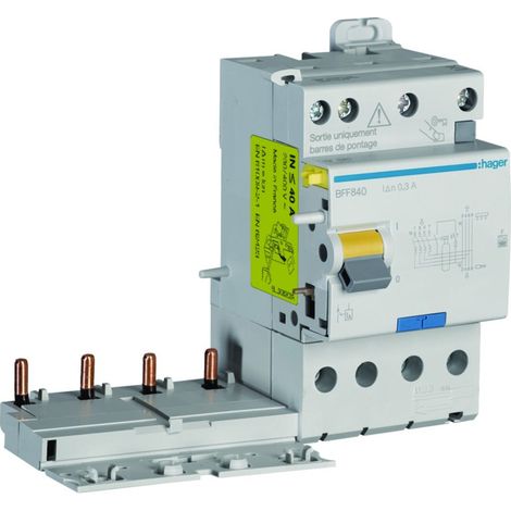 Bloc différentiel double sortie 4P 40A 300mA type F - HAGER BFF840 (1/4)