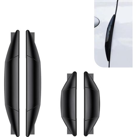 Protector de borde de puerta de 4 piezas, tira de protección contra colisiones, protector contra arañazos, tira embellecedora de borde de puerta de coche, universal, color negro. (1/5)