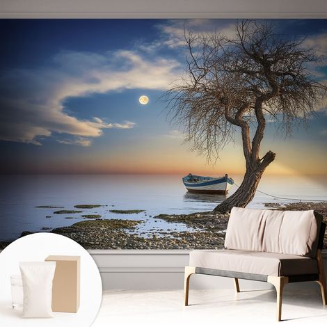 Tapete Vliestapete mit Kleber - Wanddekoration - Wandfolie - 3D Tapete Wand - Wohnungsdeko Ruhige Landschaft 312x219 cm (1/5)