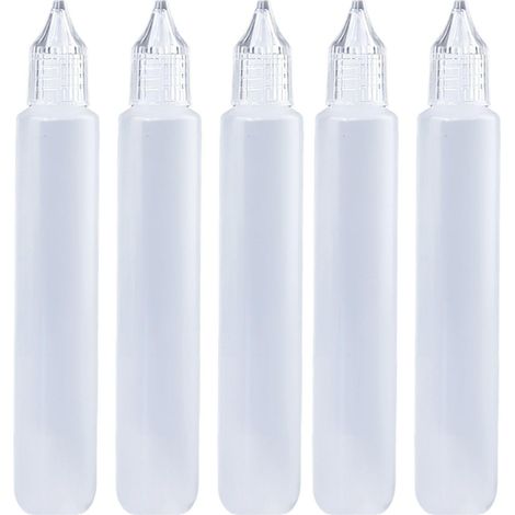 5 botellas cuentagotas de plástico de 30 ml, apretujables y multifuncionales para pegamento y otros líquidos.