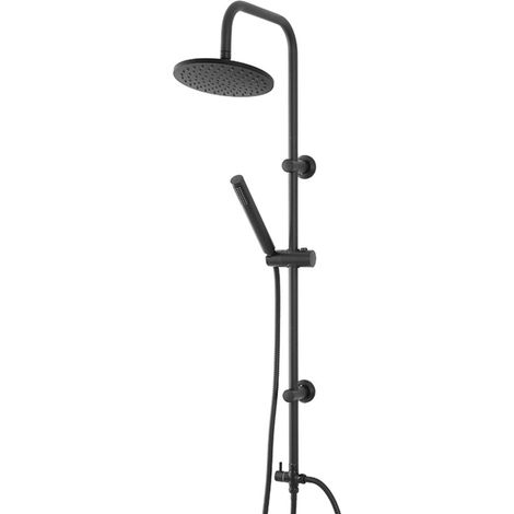Colonna doccia nero opaco H 105 regolabile completa di soffione tondo e doccetta (1/5)