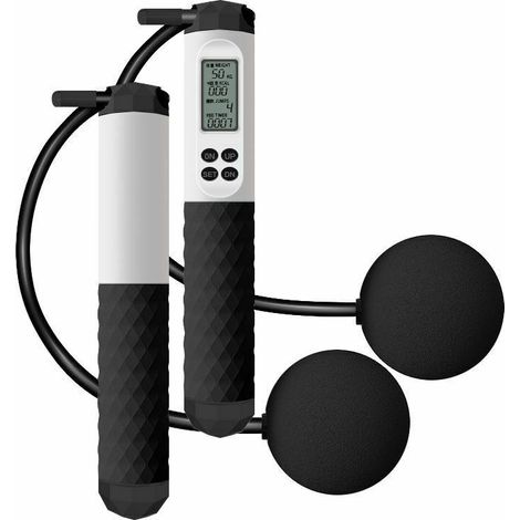 Corde A Sauter Sans Fil Avec Compteur - Poignées Lestées Et Réglables - Pour Fitness Intérieur Et Extérieur - Lot De 1 (1/5)