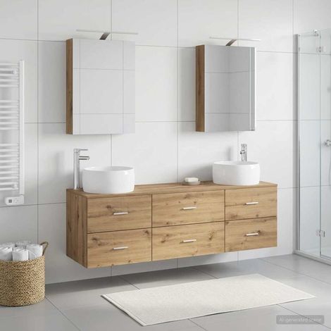 vidaXL Bathroom Furniture Set 5 pcs Artisan Oak (1/5)