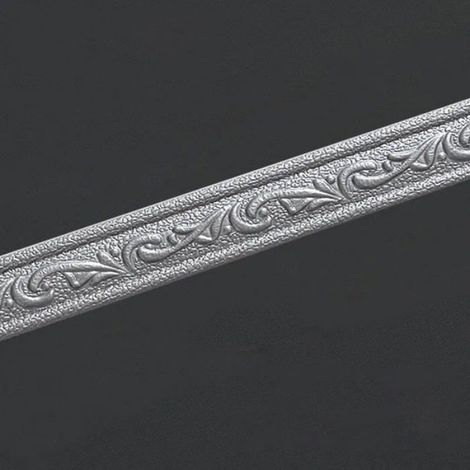 Bordure argentée autocollante pour mur, frise décorative amovible en PVC imperméable, plinthe adhésive - Argent 4 x 230 cm (1 piece)