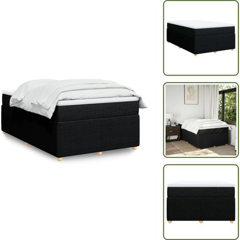 The Living Store Giroletto a Molle con Materasso Nero 120x190 cm in Tessuto - Materasso a molle insacchettate