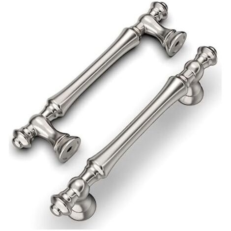 6 Pièces Poignées de Meuble Nickel Brossé,96mm, en Alliage de Zinc, pour Cuisine, Armoires, Tiroirs et Placards (1/4)