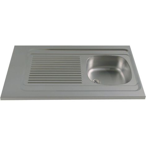 Moderna – Évier inox 18/10 à poser réversible 1 bac – Égouttoir droit – Dimensions 90x60cm – Perçage pour bonde Ø60mm – Fabrication française (1/5)