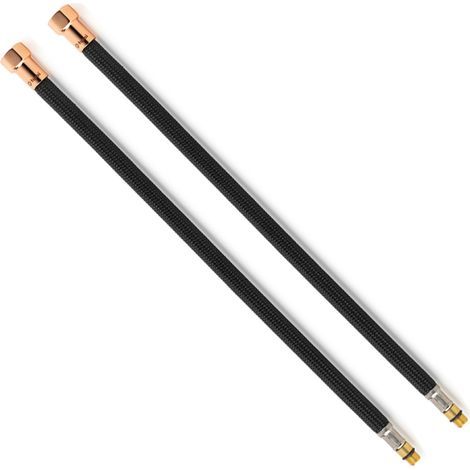 2 Flexibles sanitaires NOIR POLYMÈRE Øintér.8mm - Femelle 3/8" OR ROSE - Mâle M10x1 - 400mm - TAQ PREMIUM