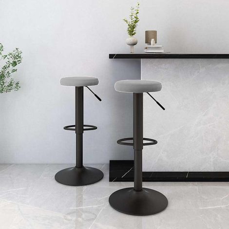 Lot de 2 Tabourets de bar Tabourets Haut - Fauteuils de bar Gris clair Velours BV186168 - BonneVie (1/5)