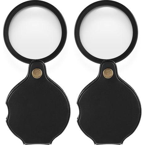 2 Pack Small Magnifying Glass 20X Magnifying Glass Pocket Magnifying Glass Rotating Folding Magnifier for Elderly Students Reading Inspection Coins Jewelry Exploration Black (1/5)