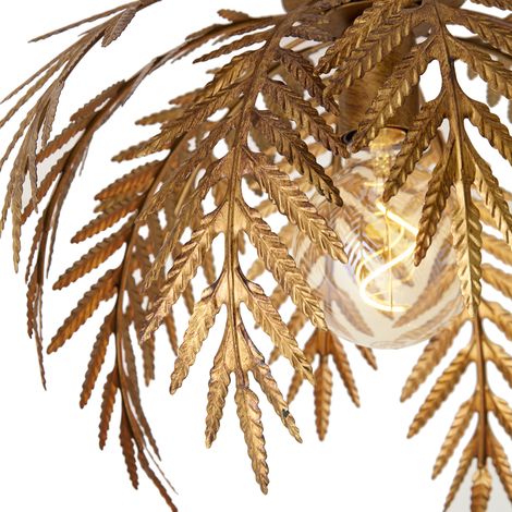 QAZQA botanica - Plafonnier - 1 lumière - Ø 45 cm - Doré/Laiton - Rustique - éclairage intérieur - Salon I Chambre