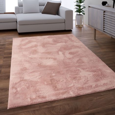 Paco Home Tapis Salon Adulte Poil Long Shaggy Lavable En Machine Moelleux Pelucheux RosaRose 150x170 cm Hexagonal