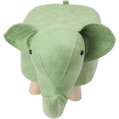 Tabouret éléphant en forme d'animal, antidérapant, silencieux, confortable, stable et multifonctionnel, mignon et vert, idéal pour les enfants. (1/5)
