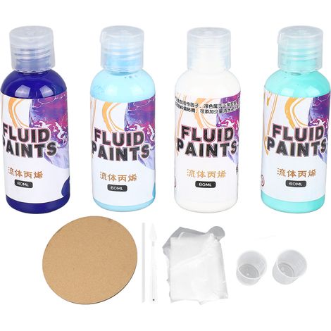 Kit de peinture fluide haute brillance pré-mélangé pour artistes débutants - Lot de couleurs vives fluid art DIY (1/5)